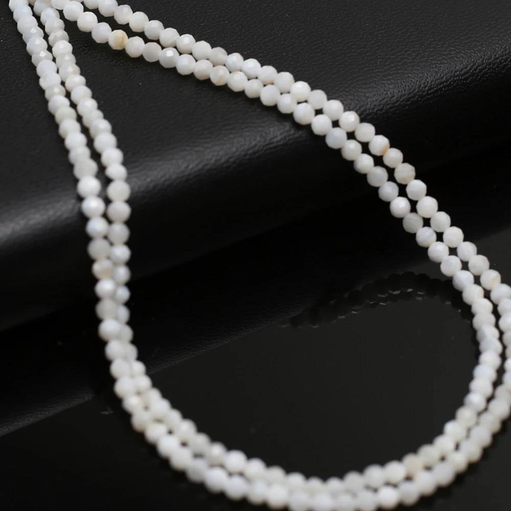 Charm Bracelet Beads - Faceted Natural White Shell Small Beads