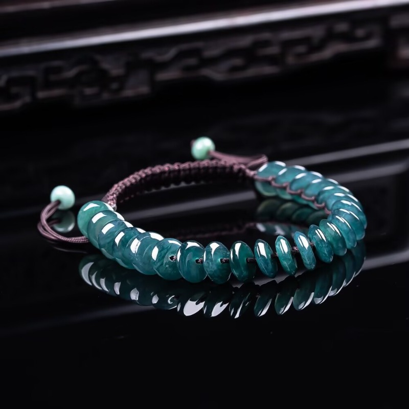 Charm Bracelet Beads - Natural Real Emerald Blue Water Abacus