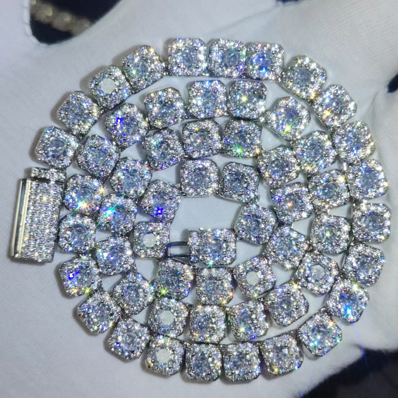 Tennis Bracelet Cubic - HHIOK Clustered Diamond Tennis Chain Miami