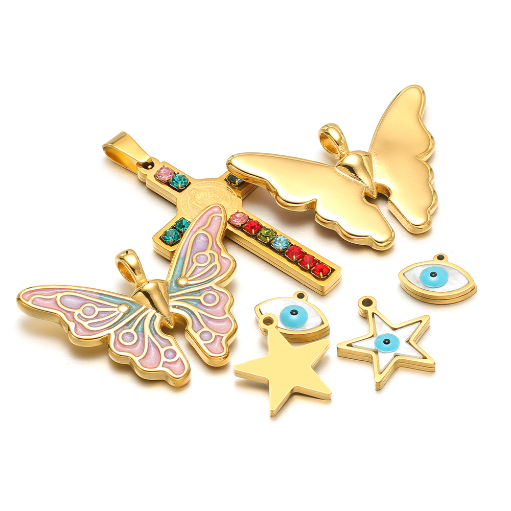 Butterfly Pendant Necklace - 5pcs/lot Stainless Steel Enamel Star Butterfly