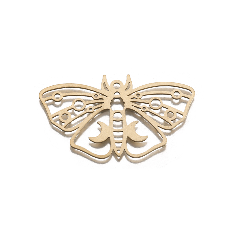 Butterfly Pendant Necklace - Raw Brass Moth Butterfly Charms With