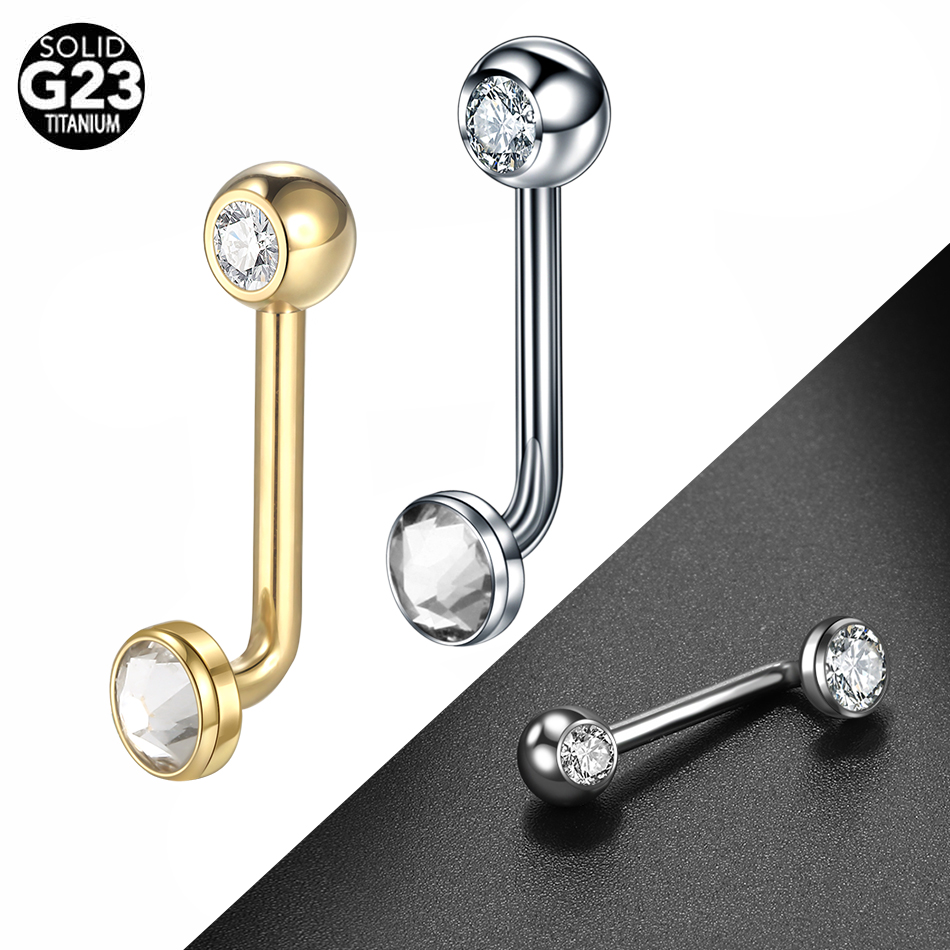 1PC G23 Titanium CZ Curved Bar - Christina Jewelry & Watches Marguerite Ørestik Forgyldt Sølv recension och pris