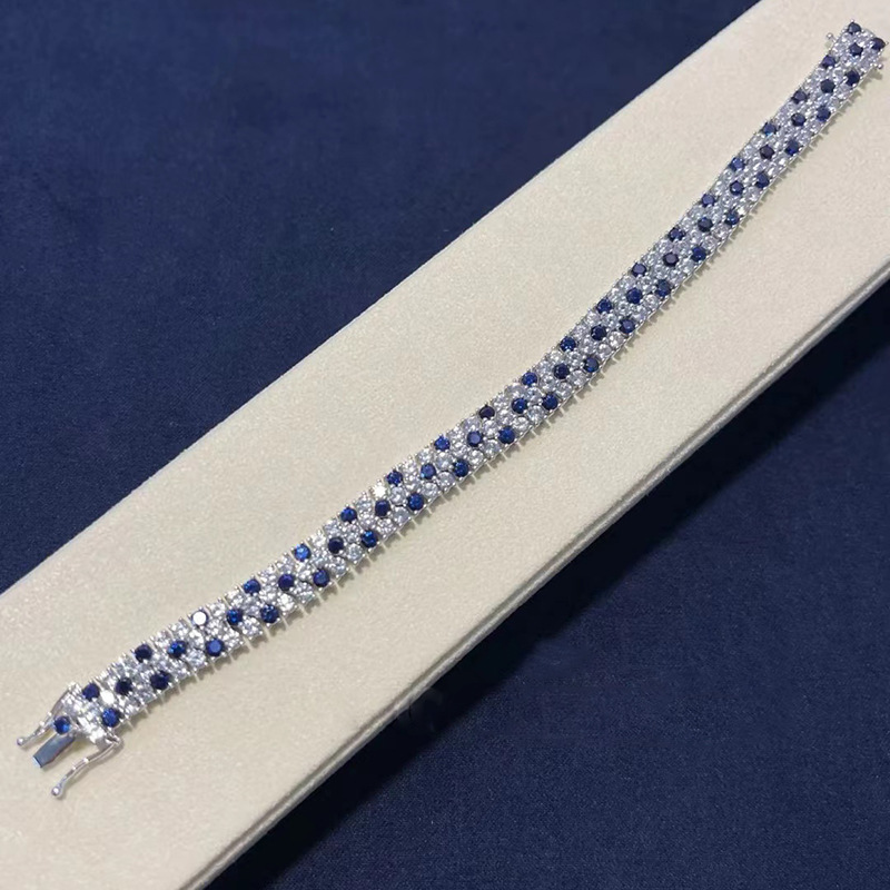 Women's Double Row Blue White  - Tennis Bracelet Cubic recension och pris