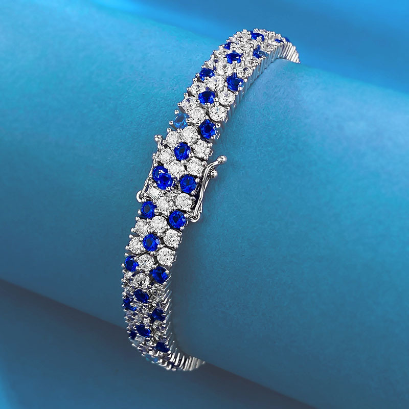 Women's Double Row Blue White  - Tennis Bracelet Cubic recension och pris