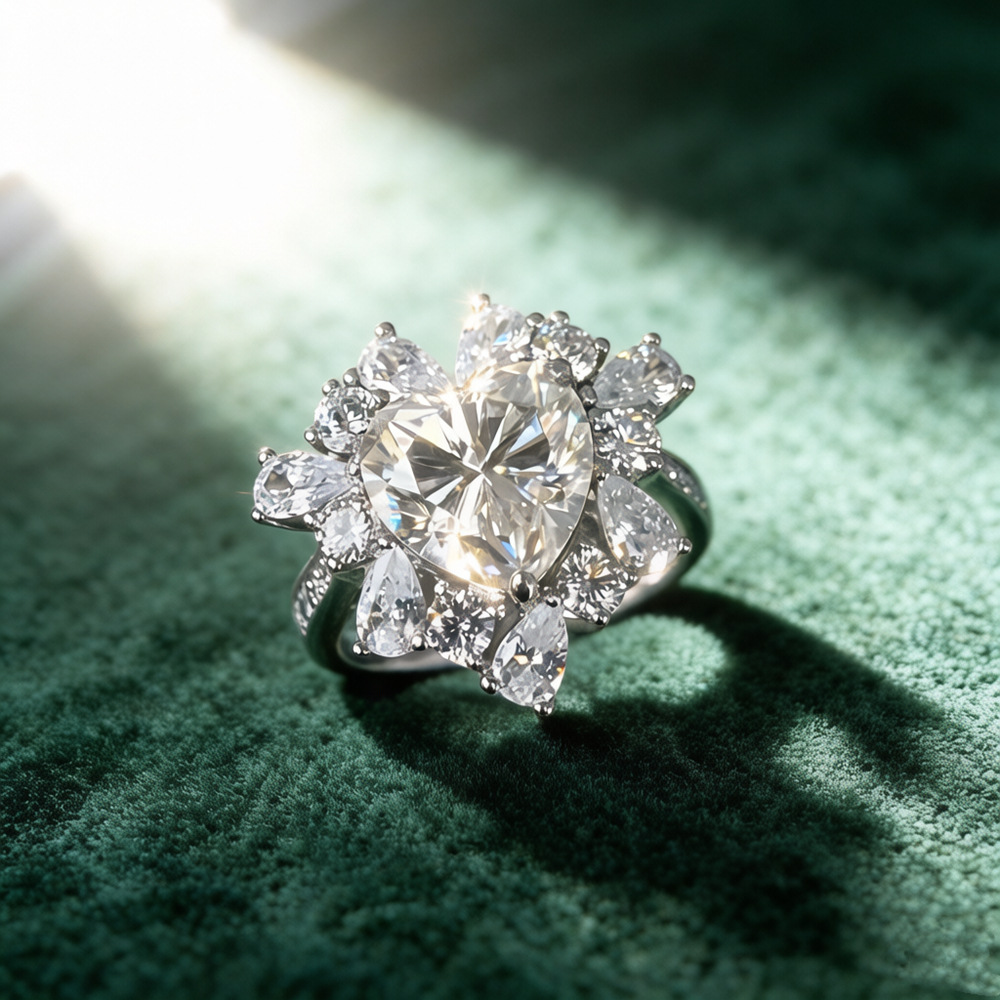6CT Heart Cut Moissanite Flora - Sterling Silver Ring recension och pris