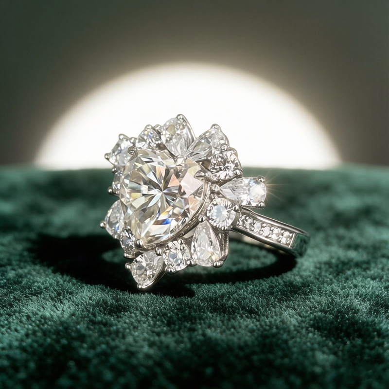 6CT Heart Cut Moissanite Flora - Sterling Silver Ring recension och pris