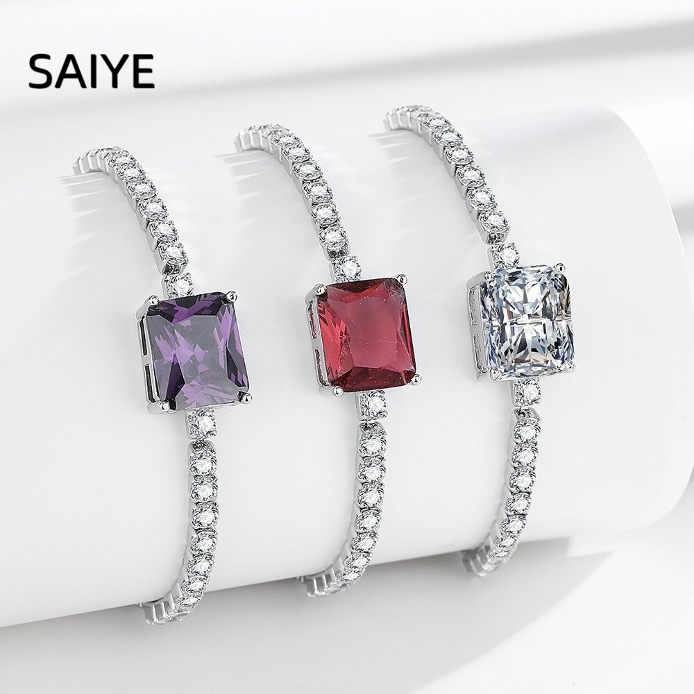 925 Sterling Silver Square Cut - Tennis Bracelet Cubic recension och pris
