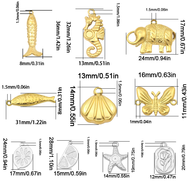 2pcs Gold Color Seahorse Shell - Butterfly Pendant Necklace recension och pris