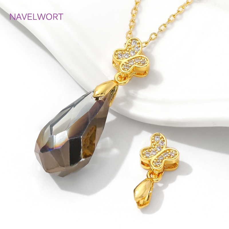 Brass Pinch Bails 18K Gold Pla - Butterfly Pendant Necklace recension och pris