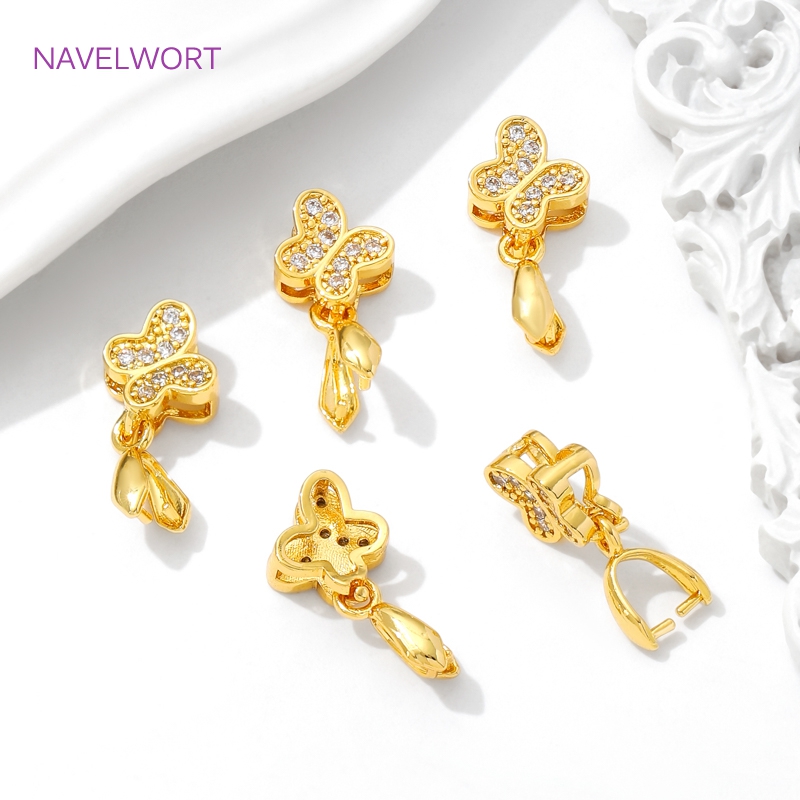 Brass Pinch Bails 18K Gold Pla - Butterfly Pendant Necklace recension och pris